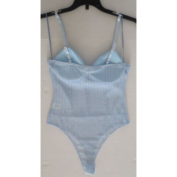 Timing WN8048 Women's Sz M Baby Blue Semi Sheer Padded Bra Bodysuit - Picture 6 of 6